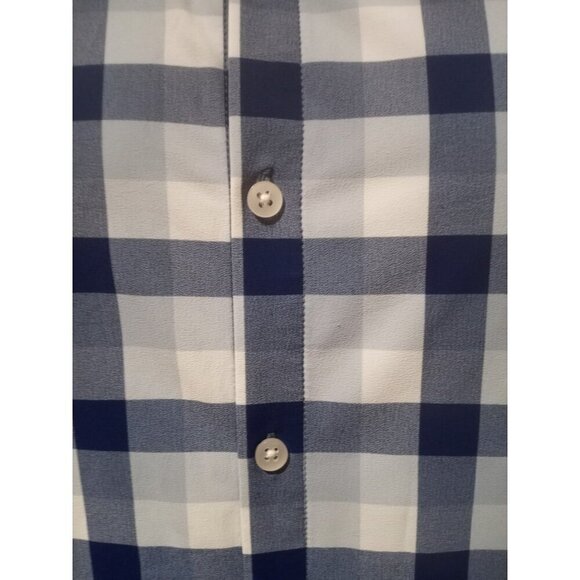 Mizzen Main Shirt Mens 2XL XXL Blue White Check Performance Menswear Trim Fit - Picture 2 of 11